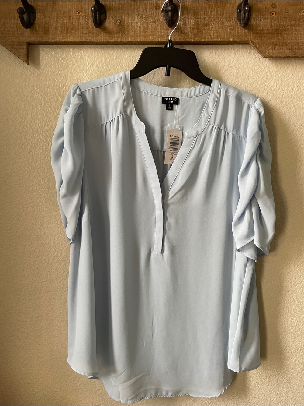torrid Pale Blue V-Neck Puff Sleeve Blouse